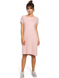 Dámské šaty B050 Pudrové růžová - BeWear