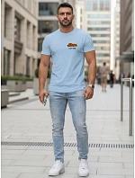 Pánské bavlněné tričko s minimalistickým potiskem modré FashionStreet NX5096R