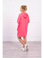 Šaty s kapucí růžové neonové