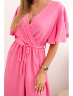 Šaty s překládaným výstřihem světle růžová