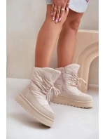 Sněhule Na Platformě Na Zip Big Star OO274885 Béžové Sněhule Na Platformě Na Zip Big Star OO274885 Béžové