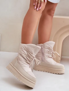 Sněhule Na Platformě Na Zip Big Star OO274885 Béžové