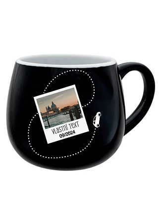 Personalizovaný keramický buclatý hrneček s fotkou a cestovatelským motivem Personalizovaný keramický buclatý hrneček s fotkou a cestovatelským motivem