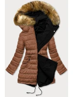 Černo-karamelová oboustranná dámská zimní bunda (m-21508) Černo-karamelová oboustranná dámská zimní bunda (m-21508)