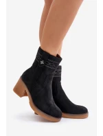 Zateplené dámské boty na podpatku černé Vailia