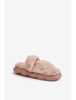 Plyšové Pantofle S Malou Broží Tmavě Béžové Primaria