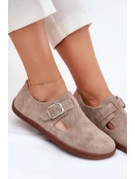 Semišové Polobotky Barefoot Dámské S Přezkou Zazoo N1261 Béžové