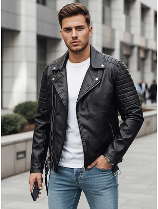 Pánská kožená bunda černá FashionStreet TX4734 Pánská kožená bunda černá FashionStreet TX4734