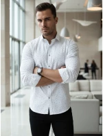Pánská bílá vzorovaná košile slim fit FashionStreet DX2697