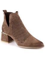 Semišové boty na podpatku Potocki W WOL213B hnědé