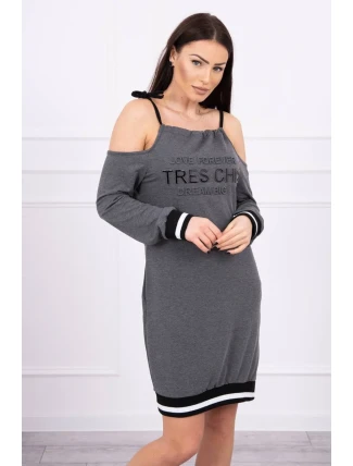 Šaty Tres Chic v grafitové barvě Šaty Tres Chic v grafitové barvě