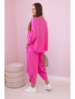 Bavlněná mikina kalhoty set růžový