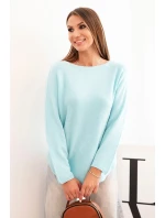 Dámský svetr z viskózy s dlouhým rukávem a kulatým výstřihem mátový