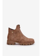 Zateplené dámské botky s odřením z eko kůže hnědo-zlaté Verietta Zateplené dámské botky s odřením z eko kůže hnědo-zlaté Verietta