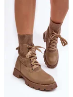 Dámské kozačky se šněrovací ponožkou, hnědá Gentiana