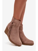 Dámské zateplené botky na platformě s třásněmi Olivarae – Béžové Dámské zateplené botky na platformě s třásněmi Olivarae – Béžové