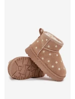 Dětské sněhule zdobené květinami Gracina – béžové