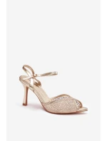 Dámské sandály na jehlovém podpatku se zdobením Peloria – zlaté
