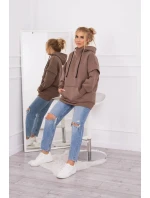 Zateplená mikina s polovičním zipem mocca