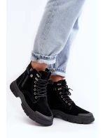 Zateplené semišové dámské botky Trapery černé Jailina