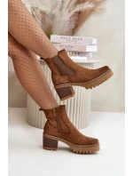 Dámské Zateplené Botky Na Podpatku Eko Semišové Hnědé Irissinae Dámské Zateplené Botky Na Podpatku Eko Semišové Hnědé Irissinae