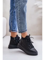 Lehké Kožené Sportovní Boty Na Platformě Artiker 55C1041 Černé