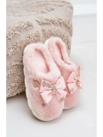 Futřené Pantofle Se Stužkou A Připínáčky Růžové Annalira