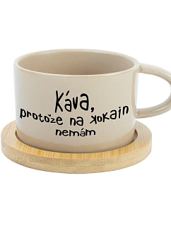 KÁVA, PROTOŽE NA KOKAIN NEMÁM - krémový hrníček makronka 200 ml