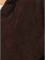 Dámská oversizeová kordová bunda s kapucí, čokoládová, FashionStreet TY6061 Dámská oversizeová kordová bunda s kapucí, čokoládová, FashionStreet TY6061