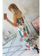 Šaty s motivem listů ecru