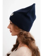 Dámská čepice z modalu a viskózy s ozdobným knoflíkem modrá