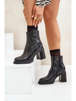 Hadí dámské botky na podpatku z přírodní kůže černé Vinceza 66670