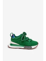 Semišové dámské tenisky na platformě s hrubým šněrováním Artiker 55C0136 zelené