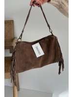 Kožená semišová kabelka s třásněmi hnědá Jessira Kožená semišová kabelka s třásněmi hnědá Jessira