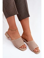 Materiálové dámské pantofle na plochém podpatku tmavě béžové Belissea