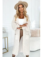 Svetr Cardigan s kapsami 627-1 béžový - Numoco Svetr Cardigan s kapsami 627-1 béžový - Numoco