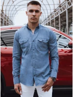 Pánská modrá džínová košile FashionStreet DX2581 Pánská modrá džínová košile FashionStreet DX2581