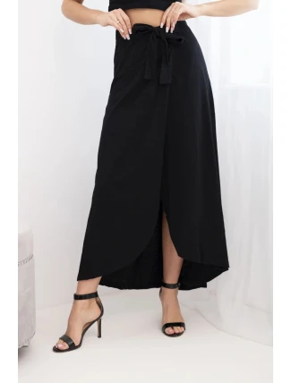 Dámská bavlněná zavinovací maxi sukně se zavazováním černá