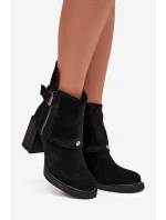 Kozačky z přírodního semiše na podpatku s přezkou Vinceza 91152 Černé Kozačky z přírodního semiše na podpatku s přezkou Vinceza 91152 Černé