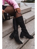 Dámské kozačky s ozdobou na kostku ekokůže Černé Ivanna