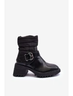 Ocieplane kožené botky s klíčem černé Osonia