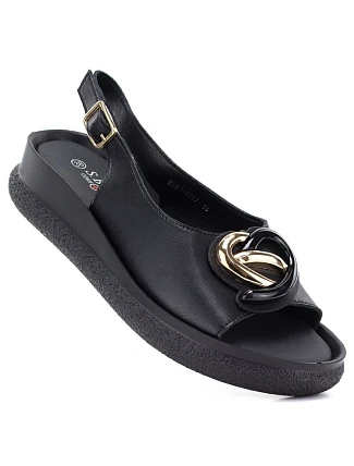 Dámské kožené sandály na platformě černé S.Barski 61-6047