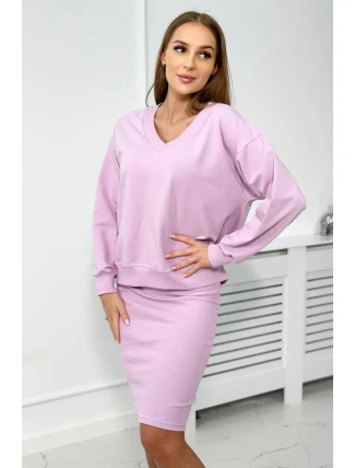 Halenka + pruhované šaty fialové