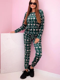 Dámská souprava z veluru s monogramem zelená + béžová