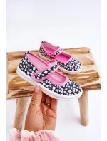 Dětské balerínky na suchý zip v potisku námořnické modré a růžové Selah
