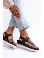 Zazoo 40397 Dámské Kožené Sandály na Platformě Černé