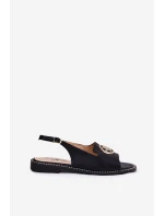 Dámské Sandály Na Plochém Podpatku S Ozdobou S.Barski KV51-002 Černé