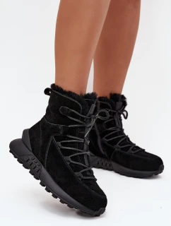 Semišové Zimní Boty Pro Ženy S Kožíškem Big Star SS274319 Černé