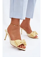Dámské sandály na jehlovém podpatku s mašlí Žluté Jelessa