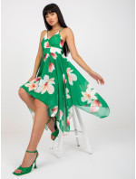 Zelené zavinovací šaty s květinovými ramínky